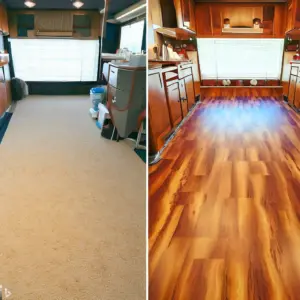 Vinyl Replacement RV Flooring after the carpet was ripped out